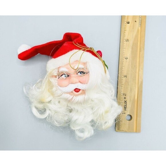 Vintage Santa Claus Head Ornament Crafting Doll Christmas Decoration Glasses - Picture 2 of 4